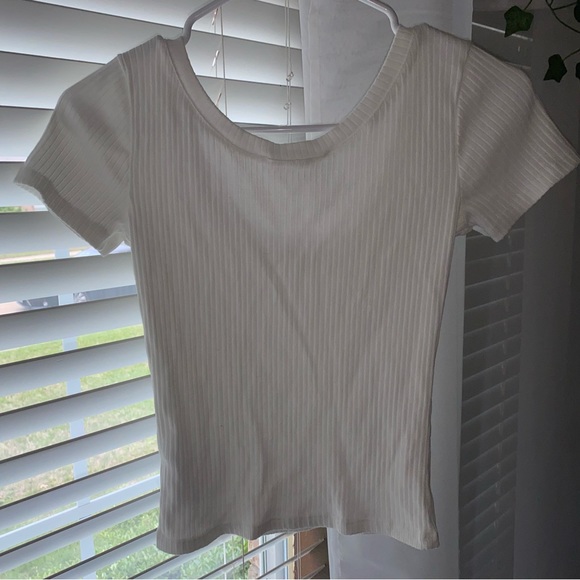 French Connection White Ribbed Tee - Picture 3 of 4